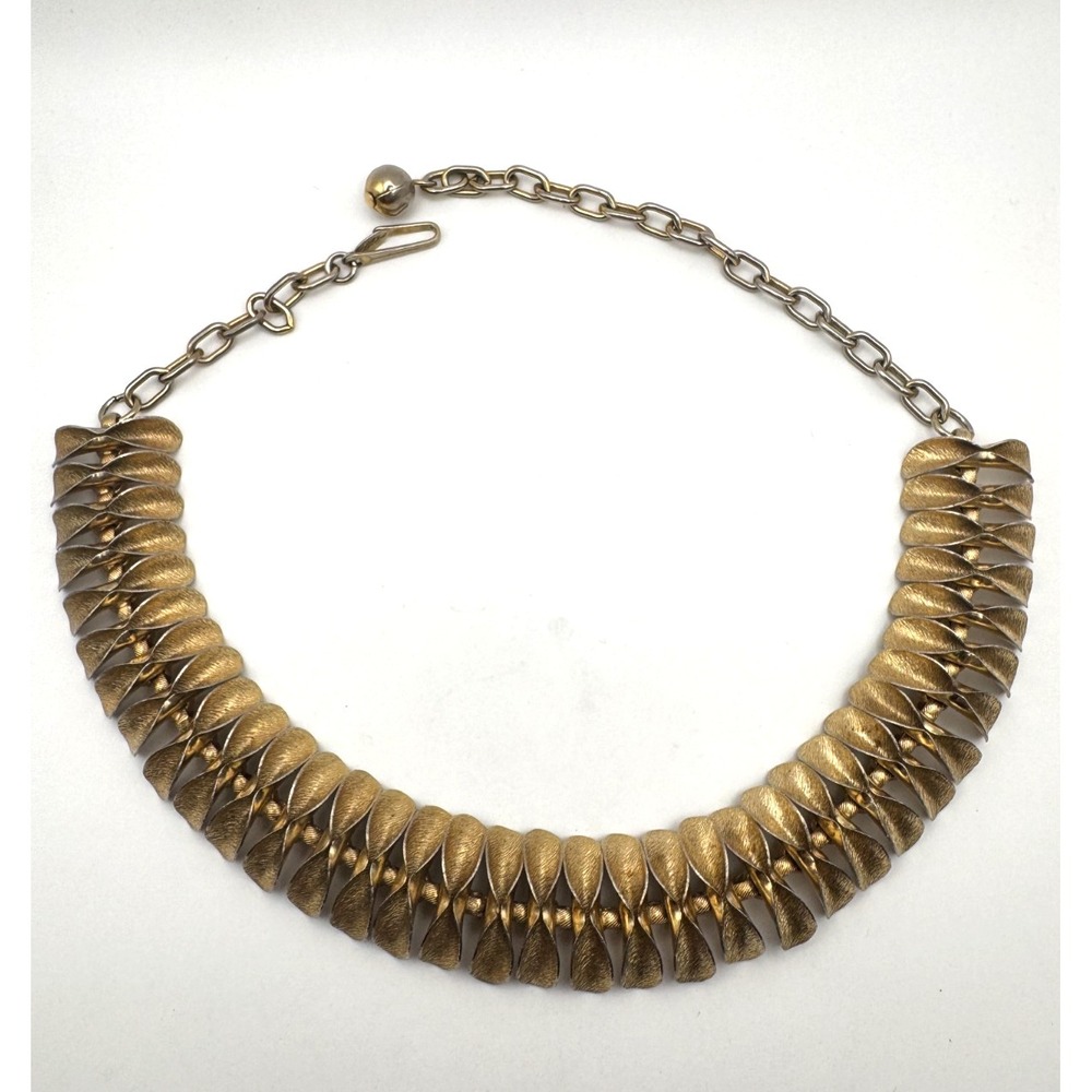 Vintage D'Orlan Necklace Gold Tone Sculptural Collar Florentine MCM
